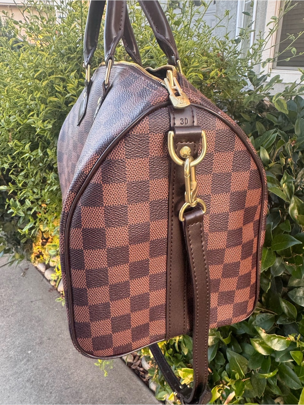 Inspired Brown Checkered Satchel Handbag (Size 30) - Picture 2 of 11